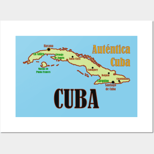 Cuba Map Posters and Art